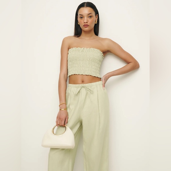 Reformation Lena Linen Two Piece Green - Size XS - Picture 4 of 6